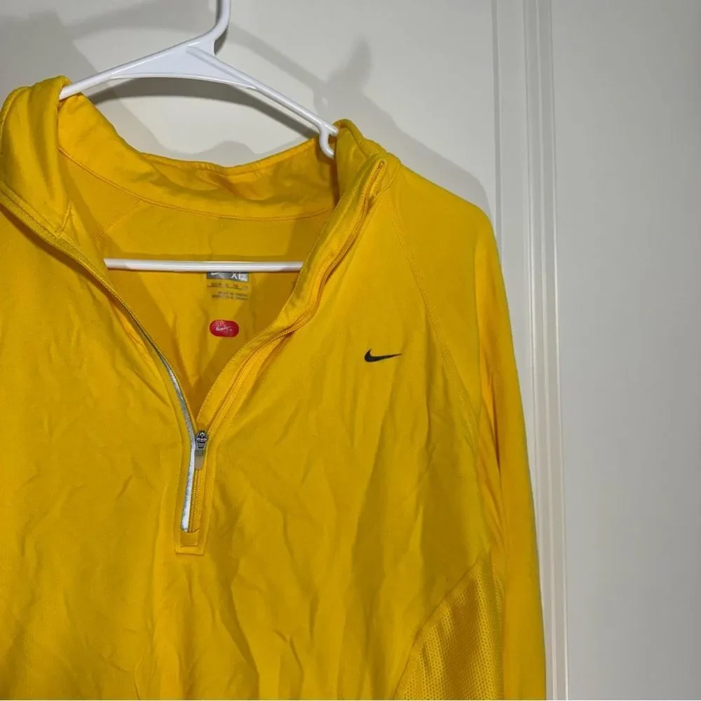 Nike FitDry Yellow Quarter Zip Long Sleeve Athletic Top